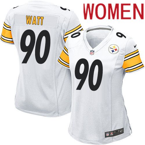 Cheap Women Pittsburgh Steelers 90 T. J. Watt Nike White Game NFL Jersey